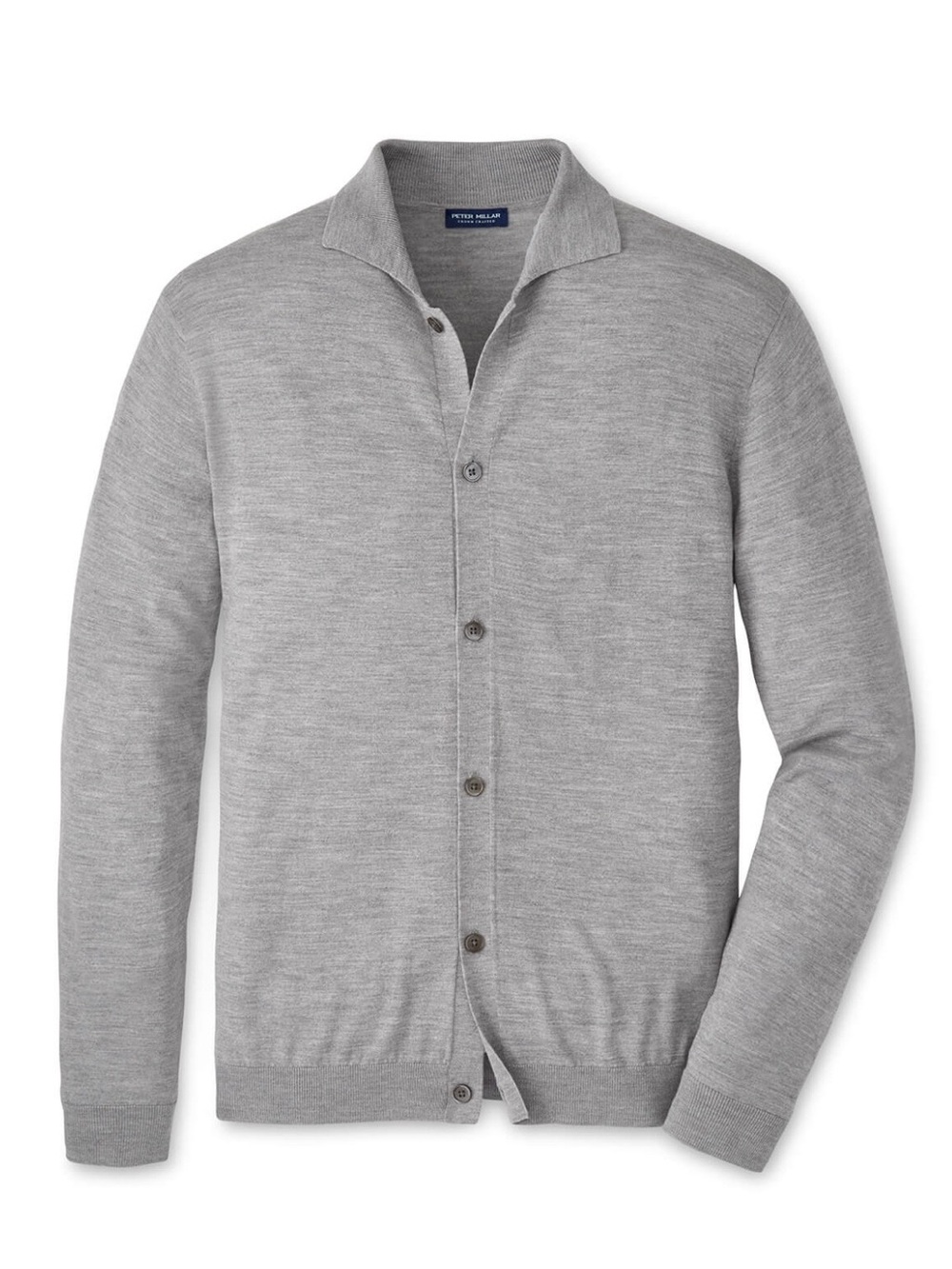 NWT Peter Millar Southport Full-Button Sweater: Gale Grey (XL)